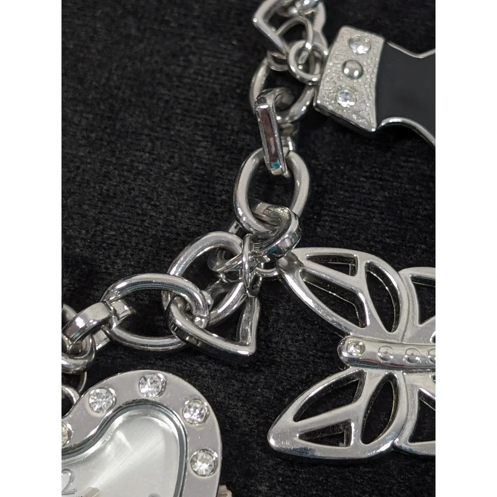 Ashley Stewart Charm Bracelet Watch Heart‎ Butterfly Shoe New Battery 9